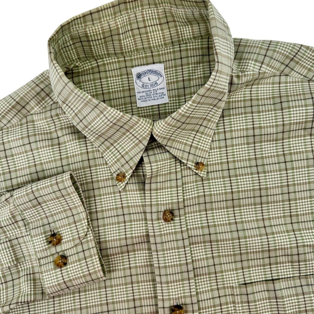 Brooks Brothers Men's Classic Fit Plaid Button Down Shirt Long Sleeve Size L